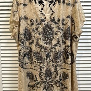 Dressy Lace Roz & Ali 3X blouse with embellishment Women’s Plus Size